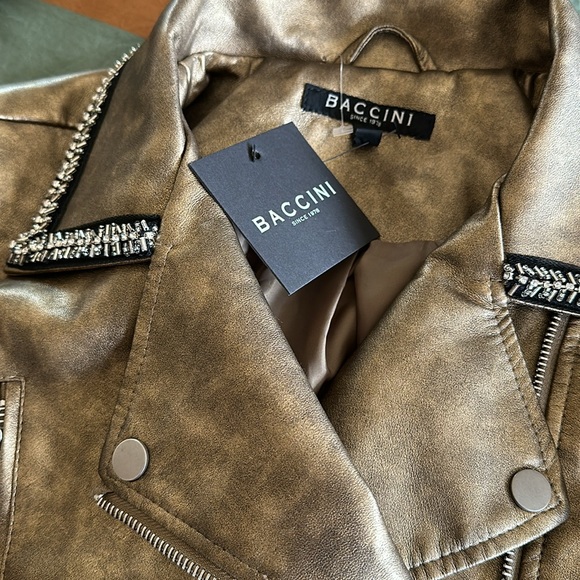 NWT BACCINNI Faux Leather Gold  Metallic Studded Collar Line - Picture 8 of 9